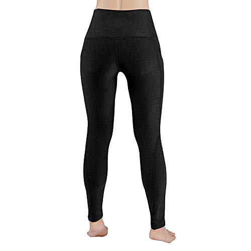 Polainas de Fitness de Yoga Leggings,Mujer Elastico Cintura Altura Polainas con Bolsillo Sólido Deportivo Ejercicio Aerobico Leggings Aptitud Slim Fit Pantalones Elástico Pretina