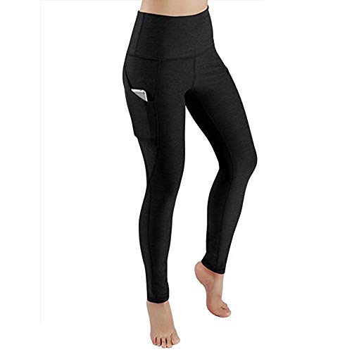 Polainas de Fitness de Yoga Leggings,Mujer Elastico Cintura Altura Polainas con Bolsillo Sólido Deportivo Ejercicio Aerobico Leggings Aptitud Slim Fit Pantalones Elástico Pretina