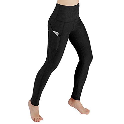 Polainas de Fitness de Yoga Leggings,Mujer Elastico Cintura Altura Polainas con Bolsillo Sólido Deportivo Ejercicio Aerobico Leggings Aptitud Slim Fit Pantalones Elástico Pretina