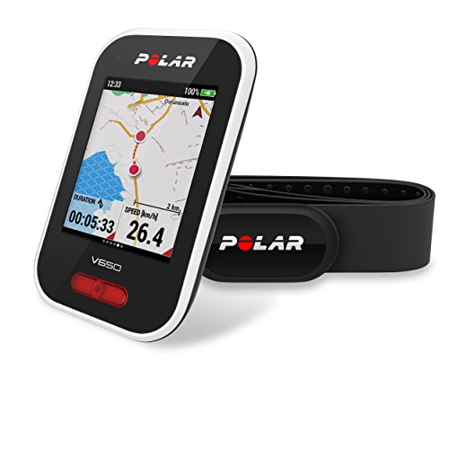 Polar V650 HR - Ciclocomputador con GPS y sensor de Frecuencia Cardíaca H10. Mapas y seguimiento de rutas - Strava live segments - Luz frontal - Compatible con potenciometros BT