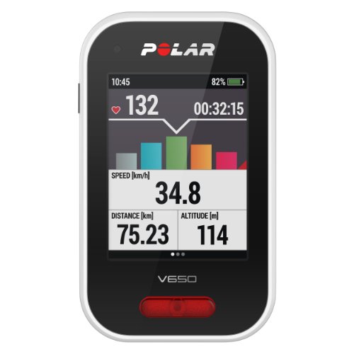 Polar V650 HR - Ciclocomputador con GPS y sensor de Frecuencia Cardíaca H10. Mapas y seguimiento de rutas - Strava live segments - Luz frontal - Compatible con potenciometros BT