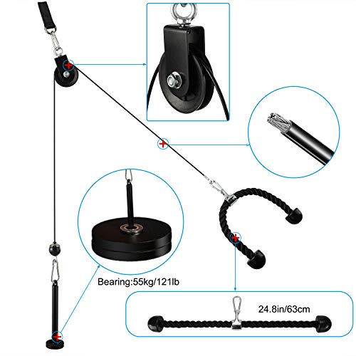 Polea musculación con cuerda Triceps máx. Peso 50 kg para ejercicio delantero brazos Deltoides