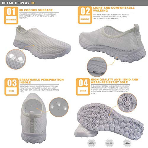 POLERO Zapatillas sin Cordones con Estampado de Enfermera para Mujer Zapatillas de Caminar Planas de Malla Transpirable Casual Zapatos de Trabajo livianos Senderismo Trotar, Blanco, Talla 39 POLERO Zapatillas sin Cordones con Estampado de Enfermera para Mujer Zapatillas de Caminar Planas de Malla Transpirable Casual Zapatos de Trabajo livianos Senderismo Trotar, Blanco, Talla 39