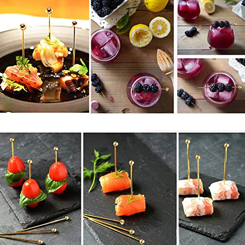 Polly Online 10 Piezas de palitos de cóctel, palitos de Fruta de Acero Inoxidable, Palillos de Bebidas Reutilizables, Palillos de Aperitivo, palitos de Vidrio de Martini