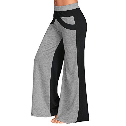 POLP Pantalones Transpirables para Mujer Pantalones de Yoga Campana de Remiendo de pantalón de Cintura Media Pantalones de Yoga de Pierna Ancha