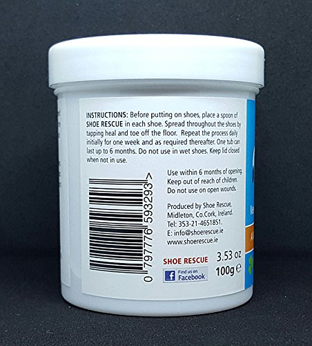Polvo para zapatos y pies Elimina el olor de los pies Desarrollado por un podólogo colegiado Shoe Rescue es un remedio 100% natural que elimina los malos olores de los pies y el calzado Polvo para zapatos y pies Elimina el olor de los pies Desarrollado por un podólogo colegiado Shoe Rescue es un remedio 100% natural que elimina los malos olores de los pies y el calzado