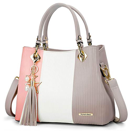 Pomelo Best Bolsos de Mujer, Bolso Señora Tote Multicolor Rayas PU Cuero Con Flecos Bolso Hombro Bolso Shopper perfecto para Trabajo, Diario Vida, Navidad y Fiesta ect (Rosa) Pomelo Best Bolsos de Mujer, Bolso Señora Tote Multicolor Rayas PU Cuero Con Flecos Bolso Hombro Bolso Shopper perfecto para Trabajo, Diario Vida, Navidad y Fiesta ect (Rosa)