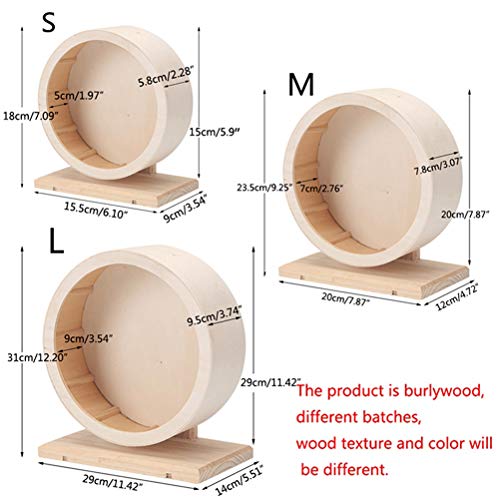 POPETPOP Juguetes de Pequeños Animales, Rueda de Ejercicios para Hámster, Rueda de Madera Silenciosa y Disco Antideslizante para Hámster Chinchillas Cobayas - Talla S