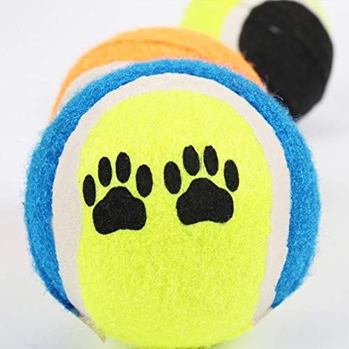 POPETPOP - Lote de 10 Pelotas de Tenis para Masticar para Perros, Pelotas de Goma para Perros interactivos, Pelotas de Limpieza de Dientes para Cachorros pequeños y Gatos (Color Aleatorio)