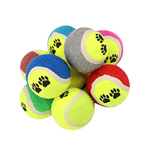 POPETPOP - Lote de 10 Pelotas de Tenis para Masticar para Perros, Pelotas de Goma para Perros interactivos, Pelotas de Limpieza de Dientes para Cachorros pequeños y Gatos (Color Aleatorio)