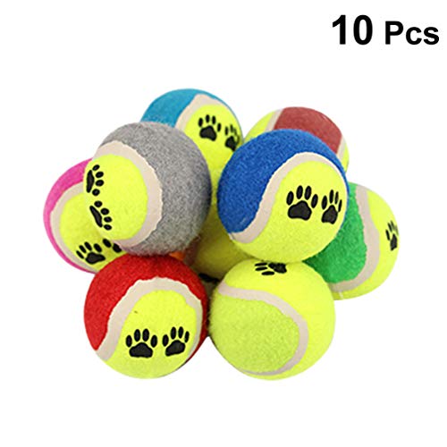 POPETPOP - Lote de 10 Pelotas de Tenis para Masticar para Perros, Pelotas de Goma para Perros interactivos, Pelotas de Limpieza de Dientes para Cachorros pequeños y Gatos (Color Aleatorio)