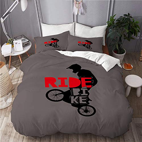 Popsastaresa Bedding Juego de Funda de Edredón,Cool BMX Design Ride Bike Bicicleta para Hombres y niños - BMX Gift - Bike Gift,Funda de Nórdico y 2 Fundas de Almohada Super King