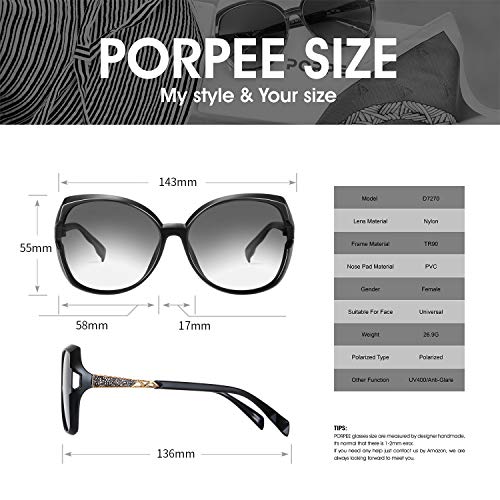 PORPEE Gafas de Sol Mujer Polarizadas, 2020 Gafas de Sol Moda con Tecnología de Incrustación de Diamante - Lente de Nylon Polarizado | UV400 Protection | Resistencia al Deslumbramiento PORPEE Gafas de Sol Mujer Polarizadas, 2020 Gafas de Sol Moda con Tecnología de Incrustación de Diamante - Lente de Nylon Polarizado | UV400 Protection | Resistencia al Deslumbramiento