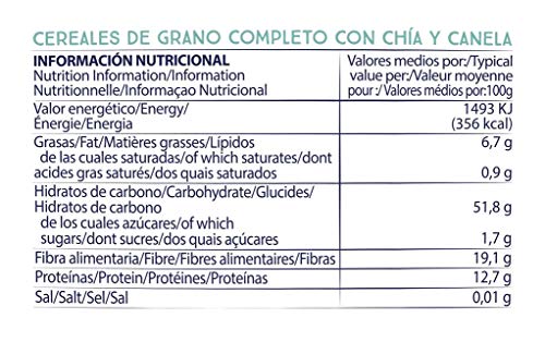 Porridge Ecológico de Avena con Espelta y Chía. Sin Azúcar Añadido. Granos Enteros de Avena y Espelta. Preparación Instantánea. Pack de 8 Unidades de 55 g