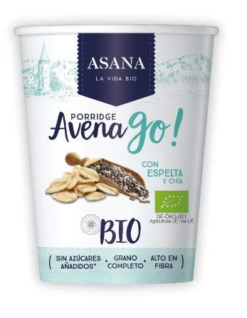 Porridge Ecológico de Avena con Espelta y Chía. Sin Azúcar Añadido. Granos Enteros de Avena y Espelta. Preparación Instantánea. Pack de 8 Unidades de 55 g