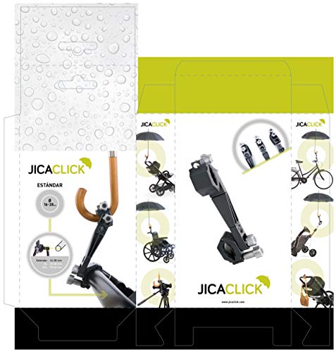 Porta Paraguas Universal y desmontable de Jicaclick |Para carro de bebé, silla de ruedas, carritos de golf, bicicletas, sillas de playa, carros compra o trípode cámara fotos TAMAÑO ESTANDAR