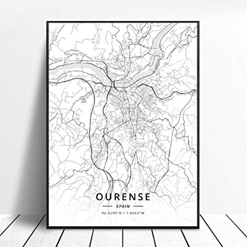 Póster del Mapa del Arte de la Lona de Bilbao Gijon Barcelona Valencia Algeciras Ourense España 50x70cm Sin Marco AQ-863 Póster del Mapa del Arte de la Lona de Bilbao Gijon Barcelona Valencia Algeciras Ourense España 50x70cm Sin Marco AQ-863