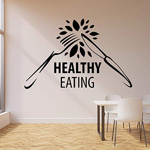 Póster Tatuajes De Pared Dieta Nutrición Alimentación Saludable Cuchillo Tenedor Alimentos Orgánicos Vinilo Etiqueta De La Ventana Cocina Restaurante Decoración Arte Mural-42X64 Cm