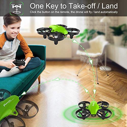 Potensic Mini Drone RC Helicopter Quadcopter para Niños y Principiantes con Control Remoto, Modo sin Cabeza, la Función de Suspensión de Altitud, 3 Modos de Velocidad, 2 Baterías, A20 Verde