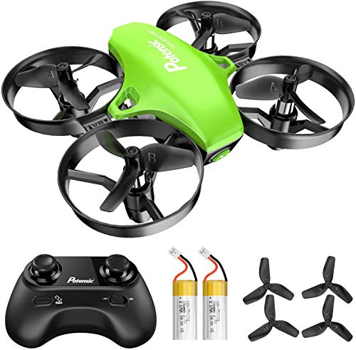 Potensic Mini Drone RC Helicopter Quadcopter para Niños y Principiantes con Control Remoto, Modo sin Cabeza, la Función de Suspensión de Altitud, 3 Modos de Velocidad, 2 Baterías, A20 Verde