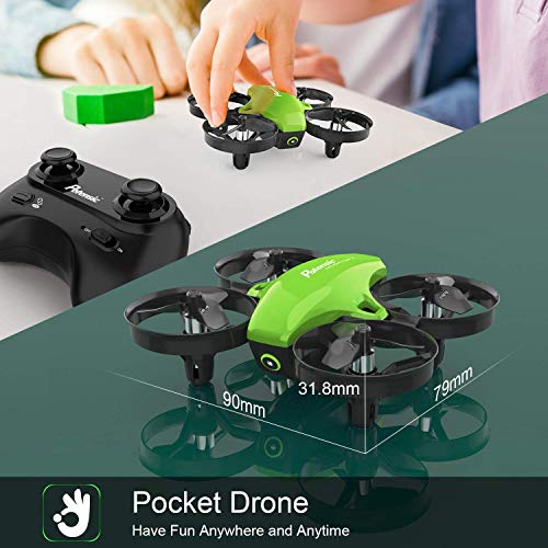 Potensic Mini Drone RC Helicopter Quadcopter para Niños y Principiantes con Control Remoto, Modo sin Cabeza, la Función de Suspensión de Altitud, 3 Modos de Velocidad, 2 Baterías, A20 Verde