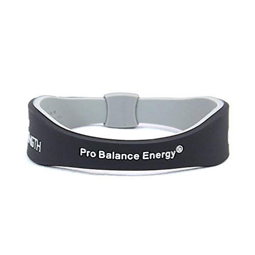 Power Balance Energy® Pulsera magnética de terapia con iones, hecha de silicona, de estilo deportivo, mujer hombre Infantil, negro/gris, Large - 20.5cm