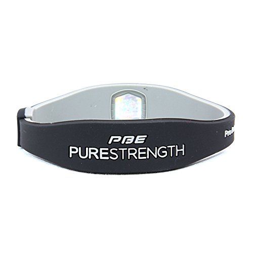 Power Balance Energy® Pulsera magnética de terapia con iones, hecha de silicona, de estilo deportivo, mujer hombre Infantil, negro/gris, Large - 20.5cm