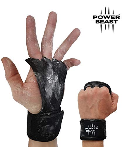 Power Beast Calleras Crossfit | 2 en 1 Guantes Sin Dedos y Muñequeras | Pesas, Gimnasio, Fitness, Calistenia, Musculación, Halterofilia, Dominadas | Protección Manos y Muñecas. Hombre y Mujer | 1 Par