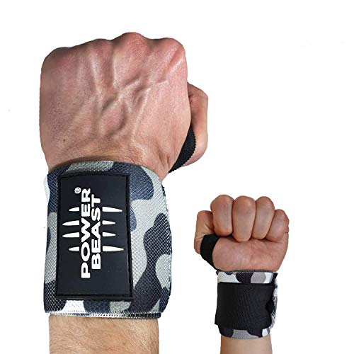 Power Beast Muñequeras Crossfit | Wrist Wraps Elásticas para Pesas, Gym, Fitness, Calistenia, Musculación, Halterofilia | Muñequera Deporte para Hombre y Mujer | 1 Par, Talla única, Longitud: 56 cm Power Beast Muñequeras Crossfit | Wrist Wraps Elásticas para Pesas, Gym, Fitness, Calistenia, Musculación, Halterofilia | Muñequera Deporte para Hombre y Mujer | 1 Par, Talla única, Longitud: 56 cm