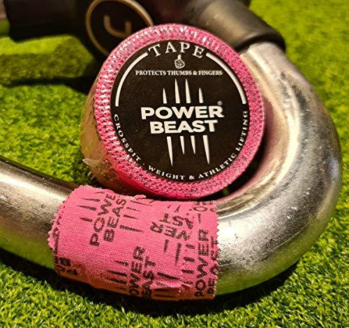 Power Beast Tape. Weight Lifting & Hook Grip Tape | Protege Pulgares y Dedos. Cinta Flexible Adhesiva. Entrenamiento Crossfit, Calistenia, Levantamiento de Pesas | Medida 3.8 cm x 9 m (Rosa)