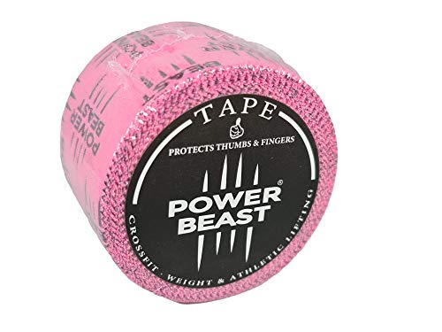 Power Beast Tape. Weight Lifting & Hook Grip Tape | Protege Pulgares y Dedos. Cinta Flexible Adhesiva. Entrenamiento Crossfit, Calistenia, Levantamiento de Pesas | Medida 3.8 cm x 9 m (Rosa)