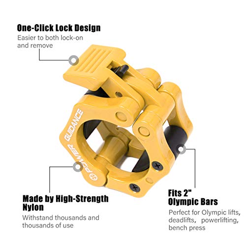 POWER GUIDANCE Abrazaderas de Topes para Barras, Barbell Barra Barra Olímpica con Bloqueo para Fitness,Mancuernas (1 par)