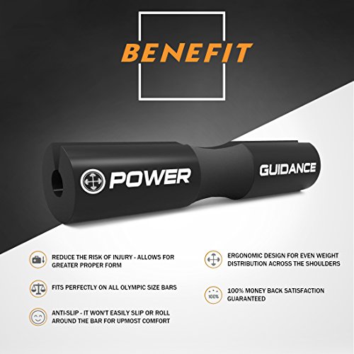 POWER GUIDANCE Barbell Squat Pad Protectora del Cuello y del Hombro Ideal para Squats, Lunges, Hip Thrusts, Levantamiento de Pesas y más POWER GUIDANCE Barbell Squat Pad Protectora del Cuello y del Hombro Ideal para Squats, Lunges, Hip Thrusts, Levantamiento de Pesas y más