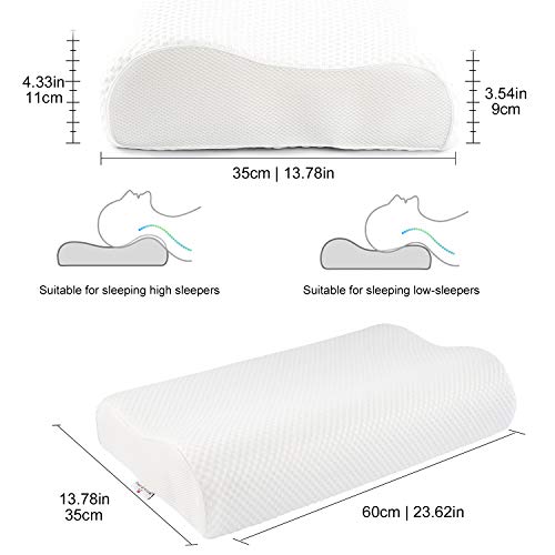 Power Of Nature Almohada Cervical Viscoelastica - Almohada Ortopedica Diseño Ergonómico Terapéutico Reduce Dolores Cervicales, Funda de Extraíble y Lavable 60 * 35CM