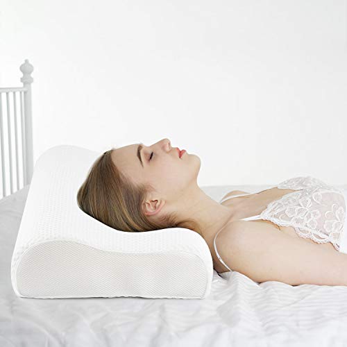 Power Of Nature Almohada Cervical Viscoelastica - Almohada Ortopedica Diseño Ergonómico Terapéutico Reduce Dolores Cervicales, Funda de Extraíble y Lavable 60 * 35CM