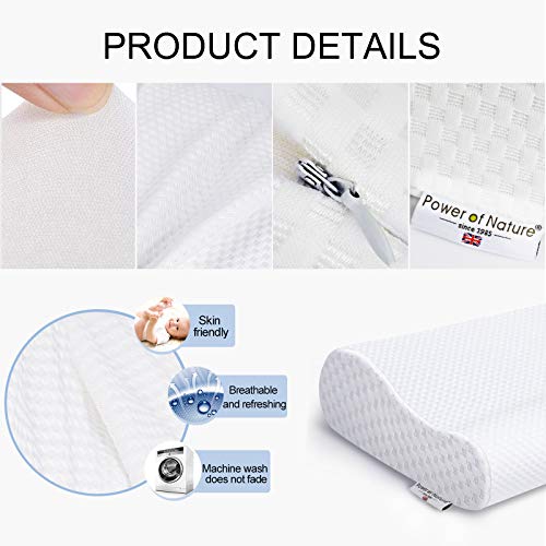 Power Of Nature Almohada Viscoelastica, Almohada Cervical con Altura Ajustable, Reduce Dolores Cervicales,Forma Ergonómica Adecuada para Todos los Durmientes, Cubierta de Fibra de Bambú Power Of Nature Almohada Viscoelastica, Almohada Cervical con Altura Ajustable, Reduce Dolores Cervicales,Forma Ergonómica Adecuada para Todos los Durmientes, Cubierta de Fibra de Bambú
