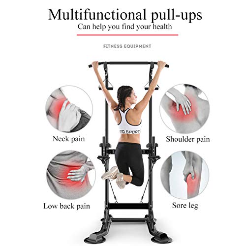 Power Tower Máquina de Musculación Multiestación 5 en 1 Ejercicios Dip Pull-up Flexiones y Abdominales Marco de Acero y Carga 150kg,Blanco