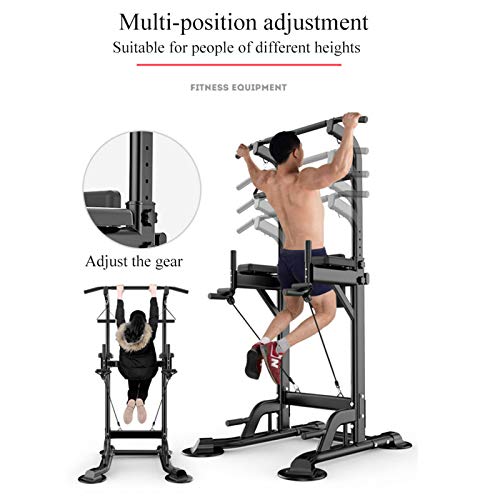 Power Tower Máquina de Musculación Multiestación 5 en 1 Ejercicios Dip Pull-up Flexiones y Abdominales Marco de Acero y Carga 150kg,Negro Power Tower Máquina de Musculación Multiestación 5 en 1 Ejercicios Dip Pull-up Flexiones y Abdominales Marco de Acero y Carga 150kg,Negro