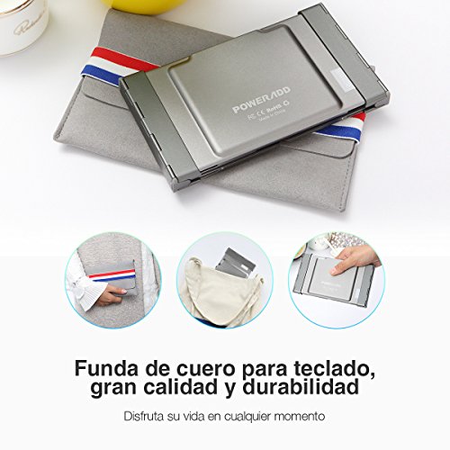POWERADD Teclado Inalámbrico con Multi-touchpad de Español con Tri-Plegable,Compatible con Android, Windows, iOS,Smartphone