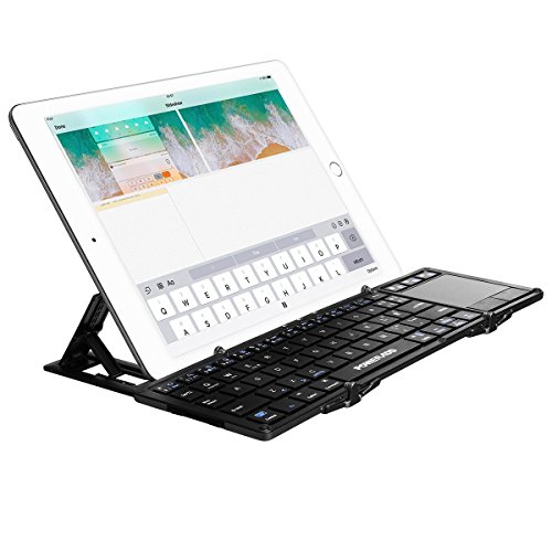 POWERADD Teclado Inalámbrico con Multi-touchpad de Español con Tri-Plegable,Compatible con Android, Windows, iOS,Smartphone