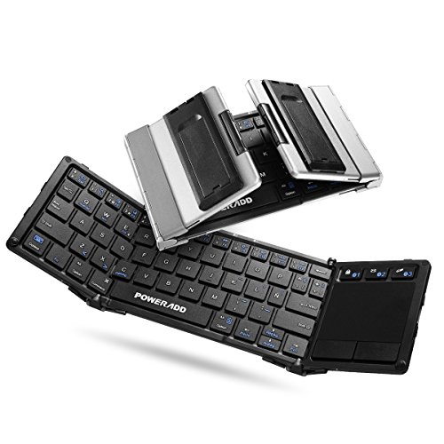 POWERADD Teclado Inalámbrico con Multi-touchpad de Español con Tri-Plegable,Compatible con Android, Windows, iOS,Smartphone