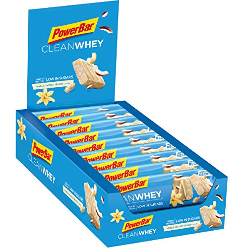 PowerBar Clean Whey Vanilla Coconut Crunch 18x45g - Barras de Proteína con Bajo Contenido de Azúcar PowerBar Clean Whey Vanilla Coconut Crunch 18x45g - Barras de Proteína con Bajo Contenido de Azúcar