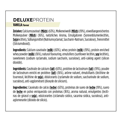 PowerBar DELUXE Protein Vanilla 500g - Suero de Leche en Polvo de alto Contenido en Proteínas - sin Azúcar y sin Grasa