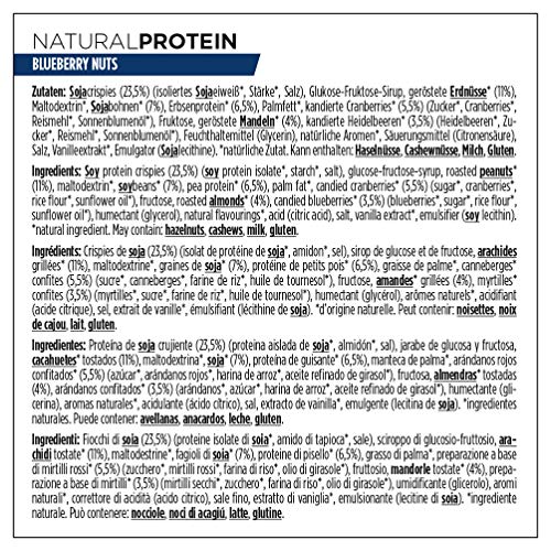 PowerBar Natural Protein Blueberry Nuts 24x40g - Barra de Proteína Vegana + Ingredientes Naturales