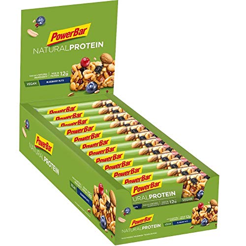 PowerBar Natural Protein Blueberry Nuts 24x40g - Barra de Proteína Vegana + Ingredientes Naturales