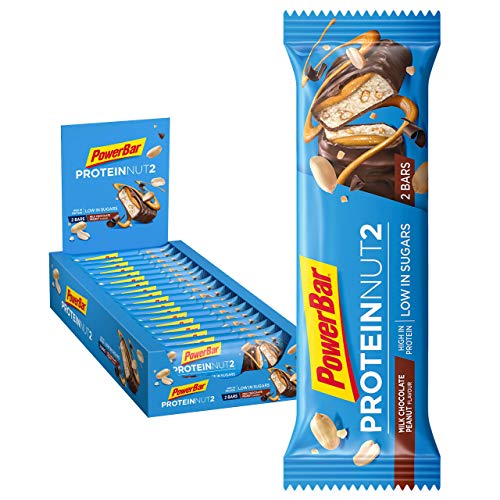 PowerBar Protein Nut2 Milk Chocolate Peanut 18x(2x22,5g) - Barras de Proteína con Bajo Contenido de Azúcar PowerBar Protein Nut2 Milk Chocolate Peanut 18x(2x22,5g) - Barras de Proteína con Bajo Contenido de Azúcar