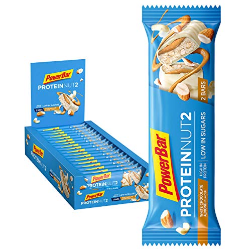 PowerBar Protein Nut2 White Choco Almond 18x(2x22,5g) - Barras de Proteína con Bajo Contenido de Azúcar