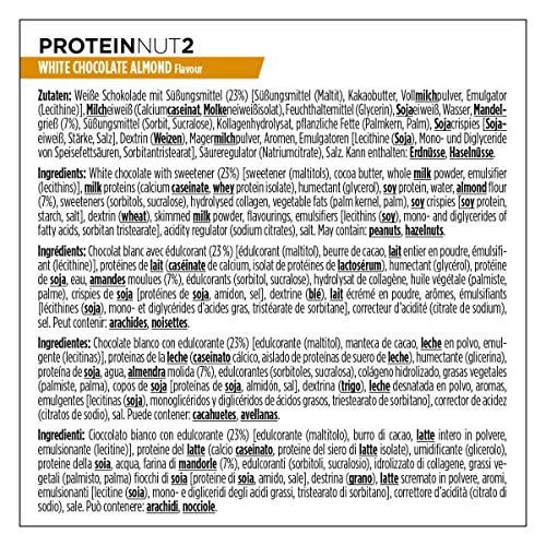 PowerBar Protein Nut2 White Choco Almond 18x(2x22,5g) - Barras de Proteína con Bajo Contenido de Azúcar