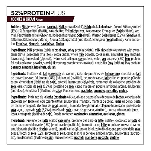 PowerBar Protein Plus 52% Cookies&Cream 20x50g - Barras de Proteína con Bajo Contenido de Azúcar PowerBar Protein Plus 52% Cookies&Cream 20x50g - Barras de Proteína con Bajo Contenido de Azúcar