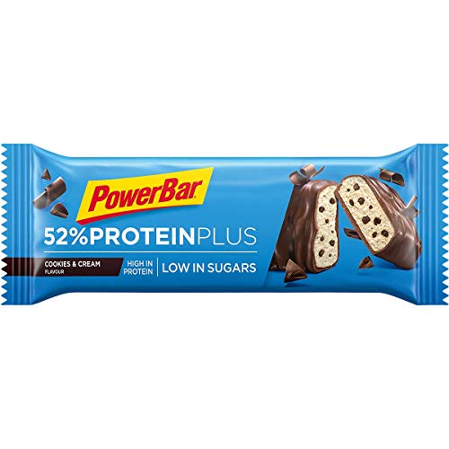 PowerBar Protein Plus 52% Cookies&Cream 20x50g - Barras de Proteína con Bajo Contenido de Azúcar